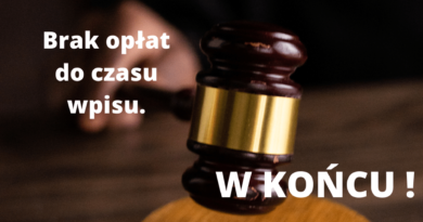 brak opłat do czasu wpisu